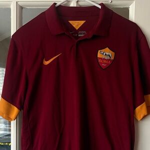 Nike AS Roma Burgundy Jersey with Gold Details